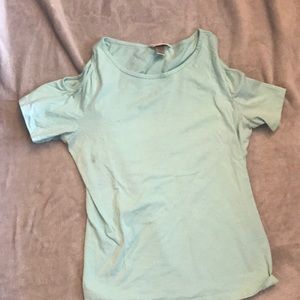 Christopher& Banks Blue Shoulder Cut Out Shirt